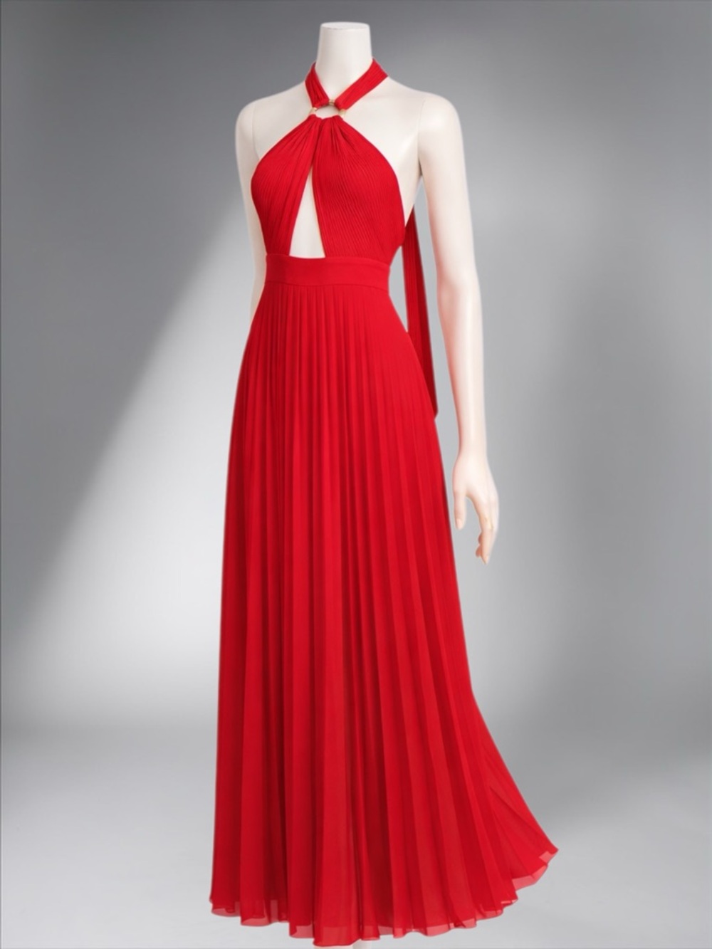 Zara Red Halter Maxi Dress with Keyhole Detail - Picture 6 of 12
